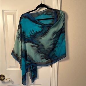 Dyed M Blue and Black Sheer Poncho